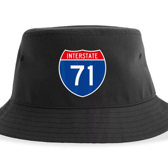 I 71 Interstate Highway Shield Sign A1 Funny Sustainable Bucket Hat