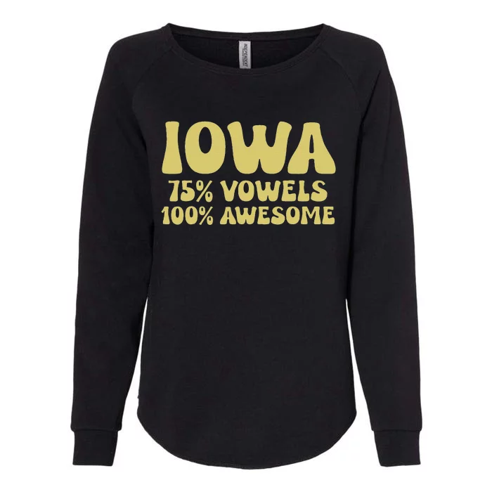 Iowa 75 Vowels 100 Awesome Iowans Women Funny State Womens California Wash Sweatshirt