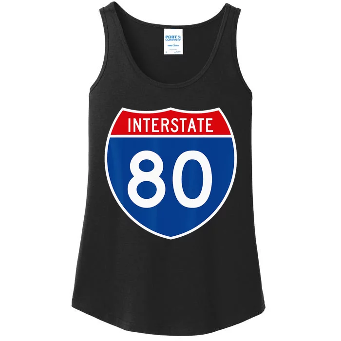 I 80 Interstate Highway Shield Sign = Funny Ladies Essential Tank