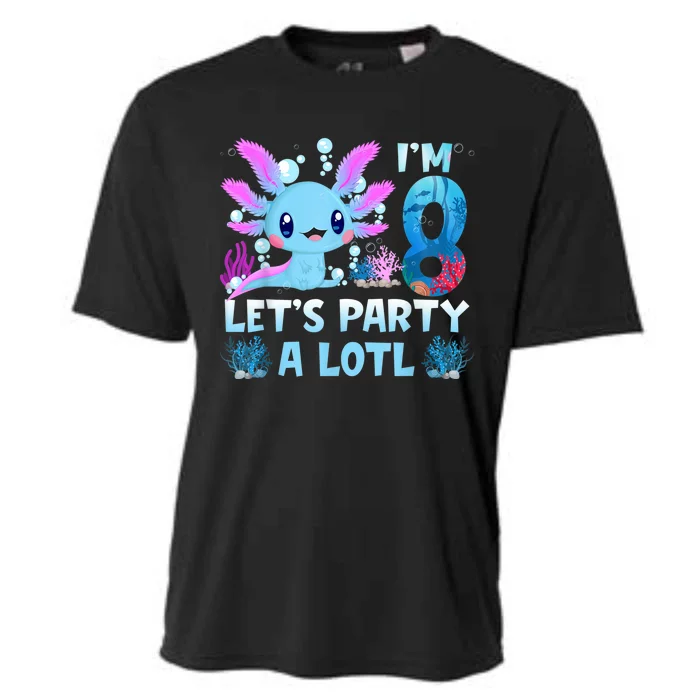 I'm 8 Let's Party A Lotl 8th Birthday Cute Axolotl Lovers Cooling Performance Crew T-Shirt