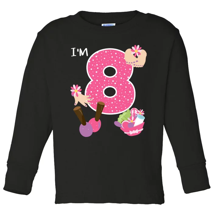 Im 8 Spa Party Birthday Girl Nail Polish Makeup Birthday Toddler Long Sleeve Shirt