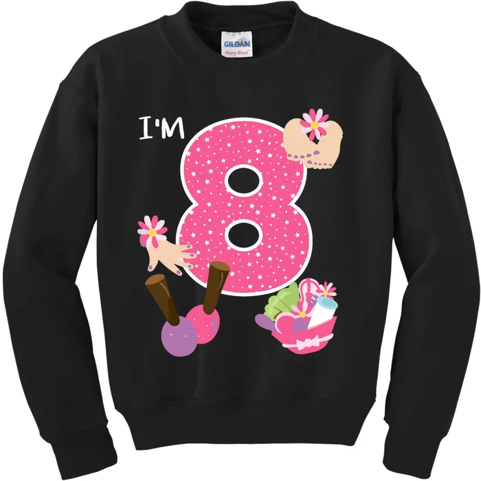 Im 8 Spa Party Birthday Girl Nail Polish Makeup Birthday Kids Sweatshirt