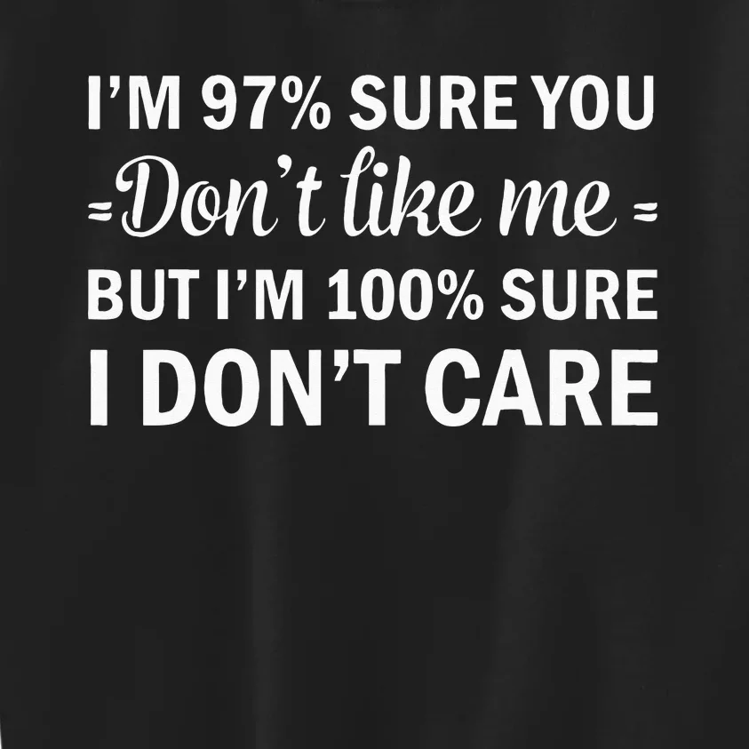 Im 97 Sure You Dont Like Me Im 100 Sure I Dont Care Kids Sweatshirt