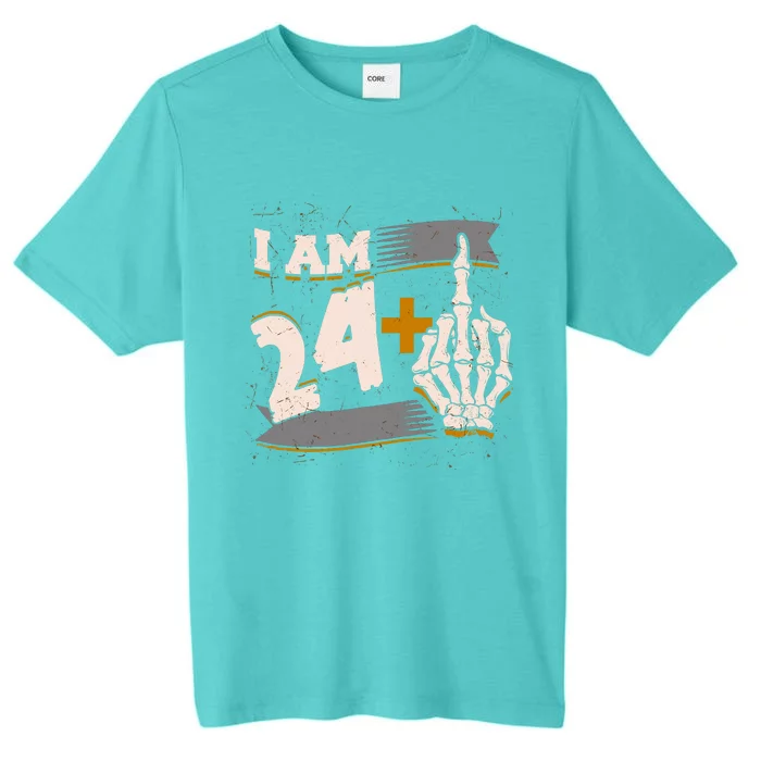 I Am 24 Plus Middle Finger Skeleton Bone Funny 25th Birthday ChromaSoft Performance T-Shirt