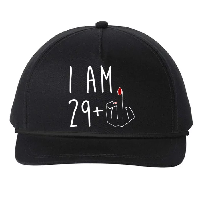 I Am 29 Plus Middle Finger Funny 30th Birthday Snapback Five-Panel Rope Hat