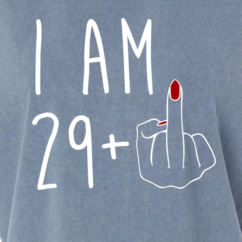 I Am 29 Plus Middle Finger Funny 30th Birthday Garment-Dyed Women's Muscle Tee