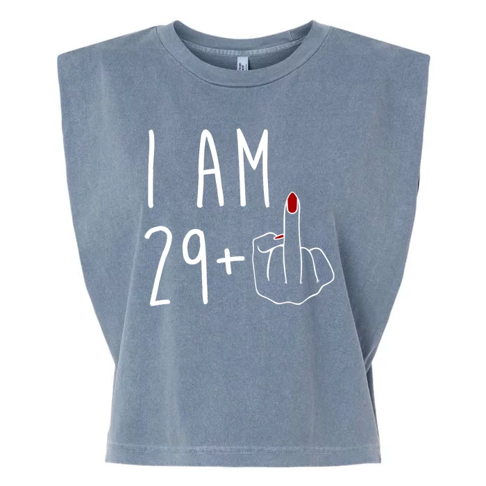 I Am 29 Plus Middle Finger Funny 30th Birthday Garment-Dyed Women's Muscle Tee