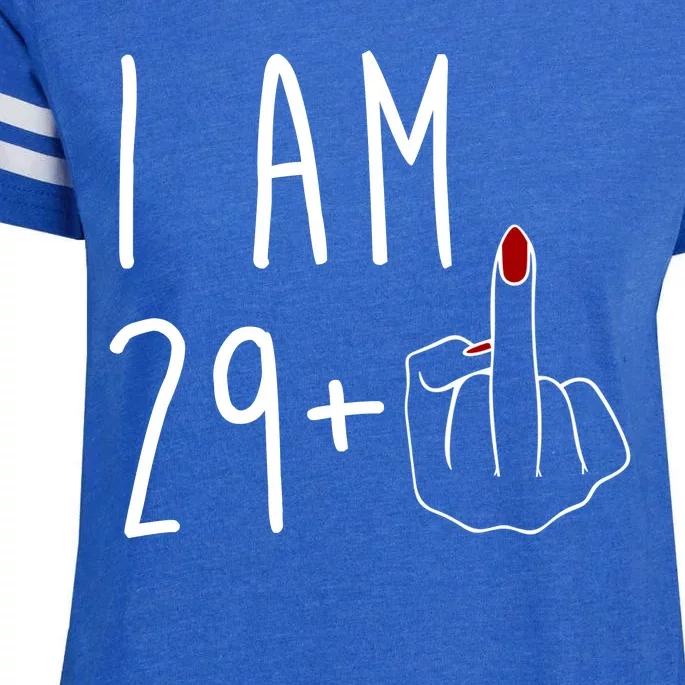 I Am 29 Plus Middle Finger Funny 30th Birthday Enza Ladies Jersey Football T-Shirt