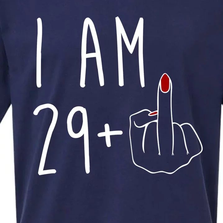 I Am 29 Plus Middle Finger Funny 30th Birthday Sueded Cloud Jersey T-Shirt