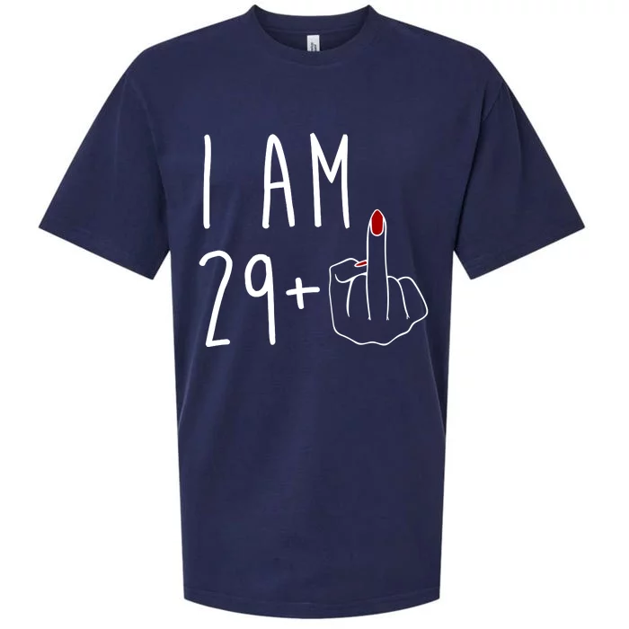 I Am 29 Plus Middle Finger Funny 30th Birthday Sueded Cloud Jersey T-Shirt