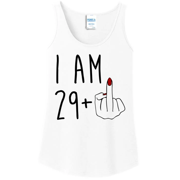 I Am 29 Plus Middle Finger Funny 30th Birthday Ladies Essential Tank