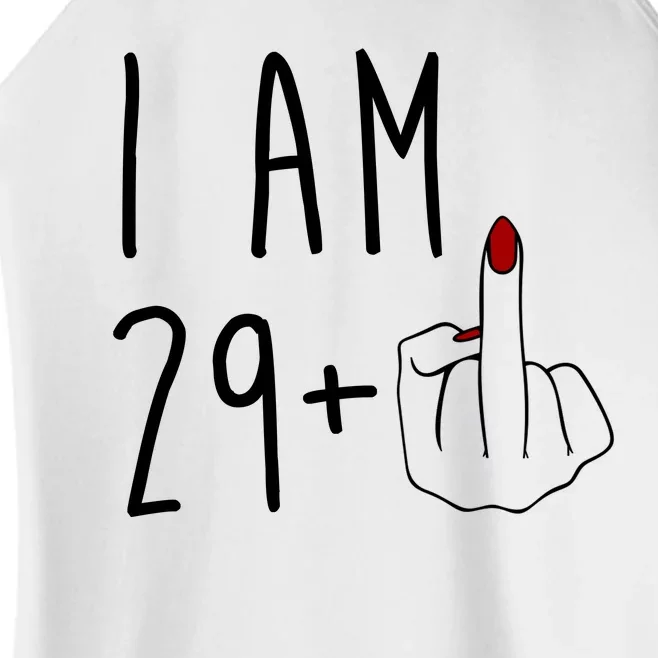 I Am 29 Plus Middle Finger Funny 30th Birthday Women’s Perfect Tri Rocker Tank