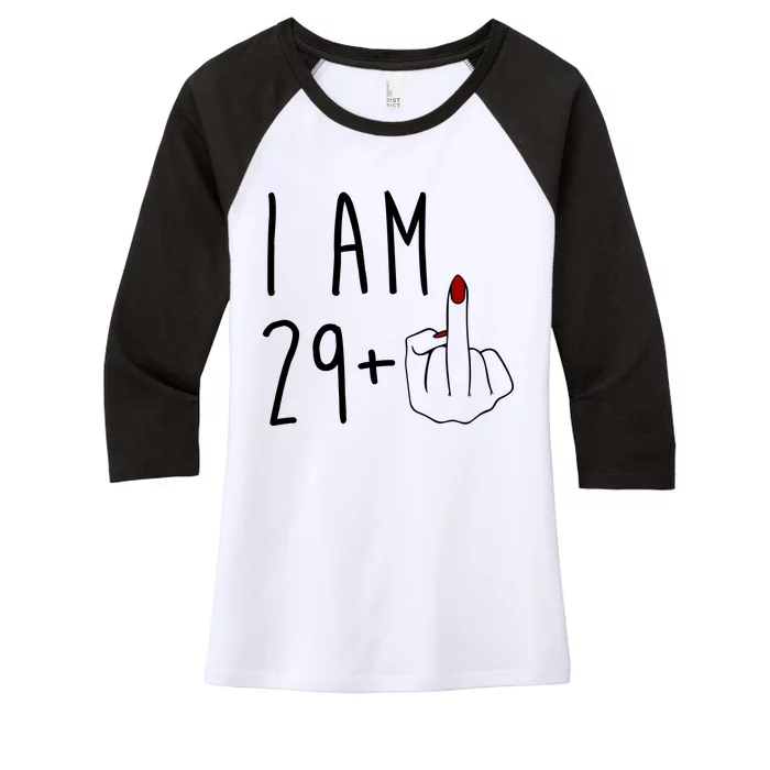 I Am 29 Plus Middle Finger Funny 30th Birthday Women's Tri-Blend 3/4-Sleeve Raglan Shirt