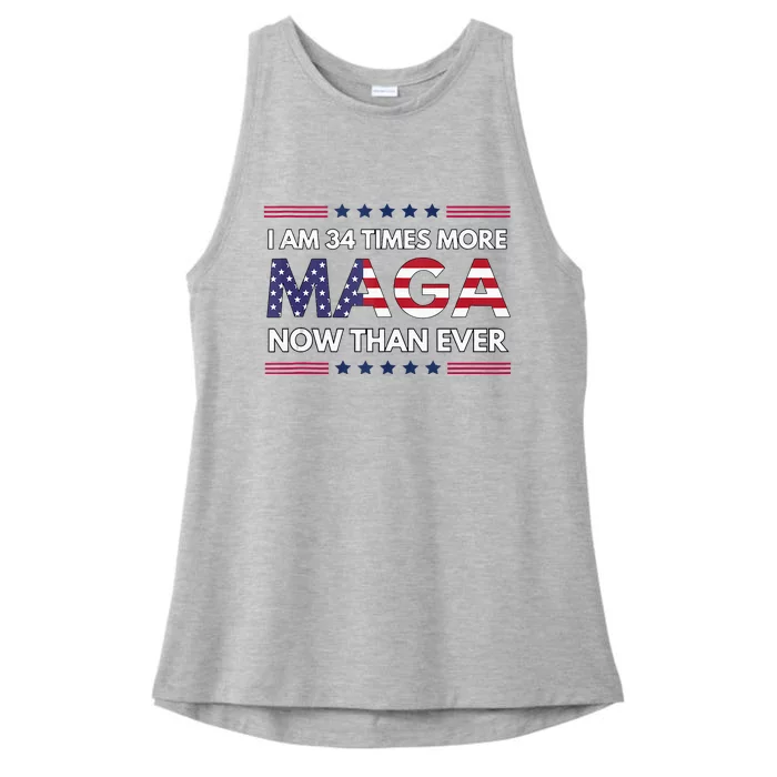 I Am 34 Times More Maga Now Than Ever Trump Supporters Ladies Tri-Blend Wicking Tank