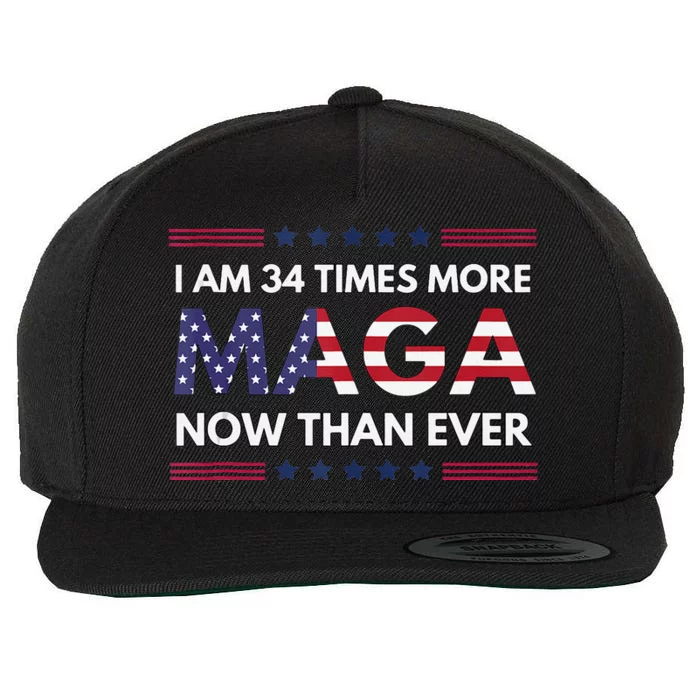 I Am 34 Times More Maga Now Than Ever Trump Supporters Wool Snapback Cap