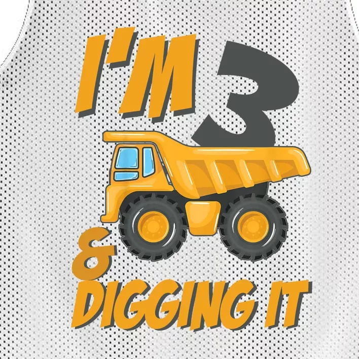 I Am 3 And Digging It Three 3yr 3th Birthday Construction Boy 3 Years Old Mesh Reversible Basketball Jersey Tank