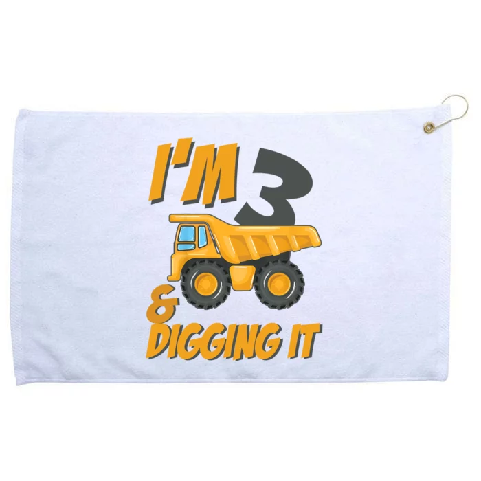 I Am 3 And Digging It Three 3yr 3th Birthday Construction Boy 3 Years Old Grommeted Golf Towel