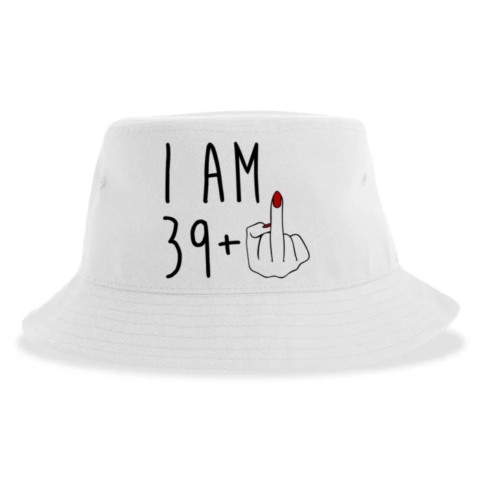 I Am 39 Plus Middle Finger Funny 40th Birthday Sustainable Bucket Hat