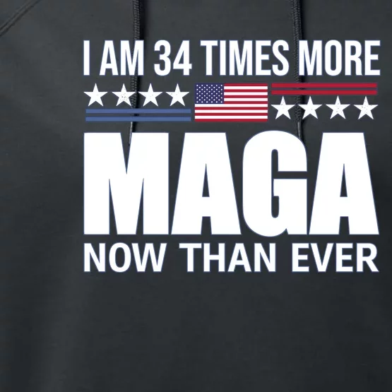 I Am 34 Times More Maga Now Than Ever Performance Fleece Hoodie