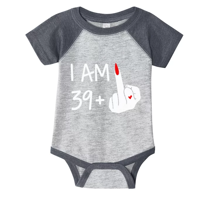 I Am 39 Plus 1 Middle Finger 40th Birthday Wo Mothers Day Infant Baby Jersey Bodysuit