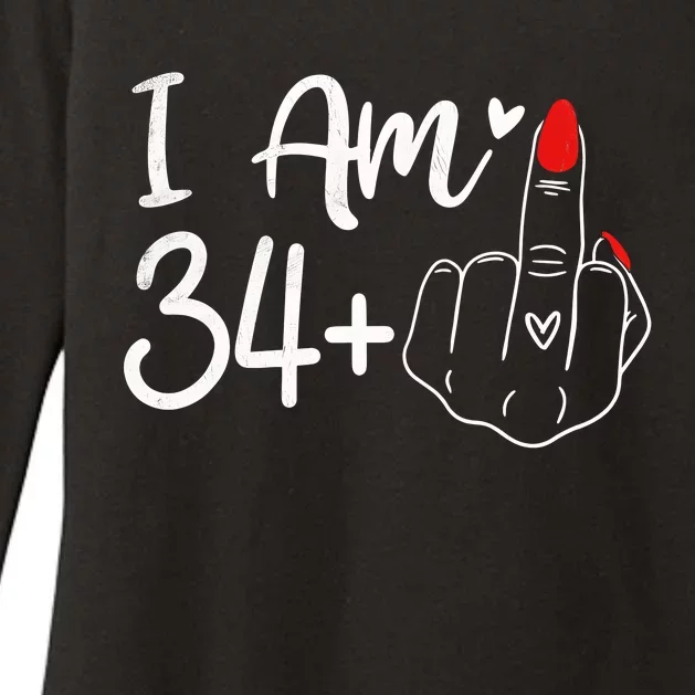 I Am 34 Plus 1 Middle Finger For A 35th Birthday For Women Womens CVC Long Sleeve Shirt