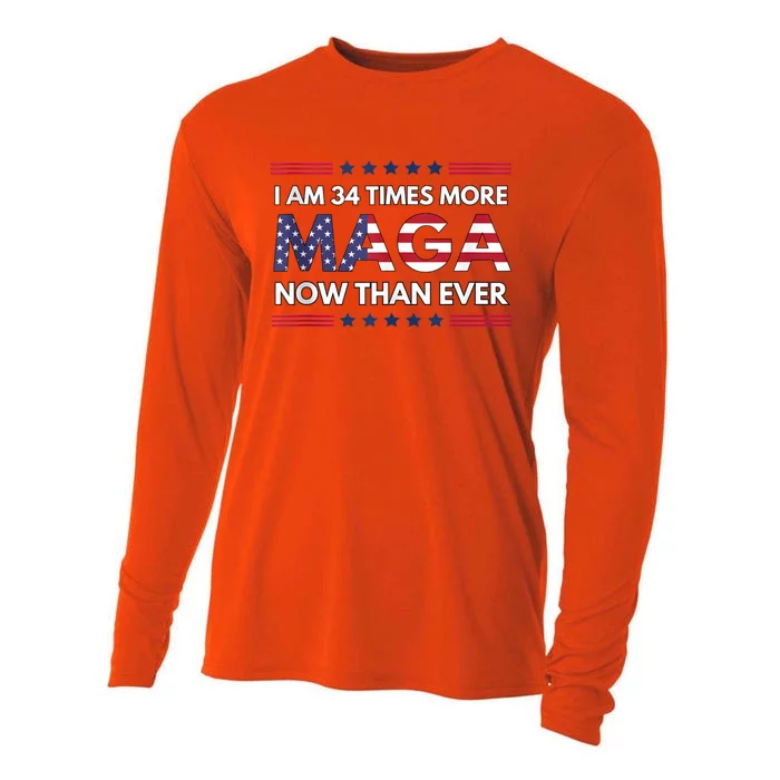 I Am 34 Times More Maga Now Than Ever | Trump Supporters Cooling Performance Long Sleeve Crew