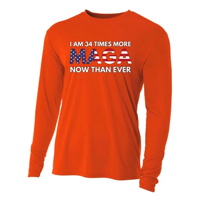 I Am 34 Times More Maga Now Than Ever Support Trump Cooling Performance Long Sleeve Crew