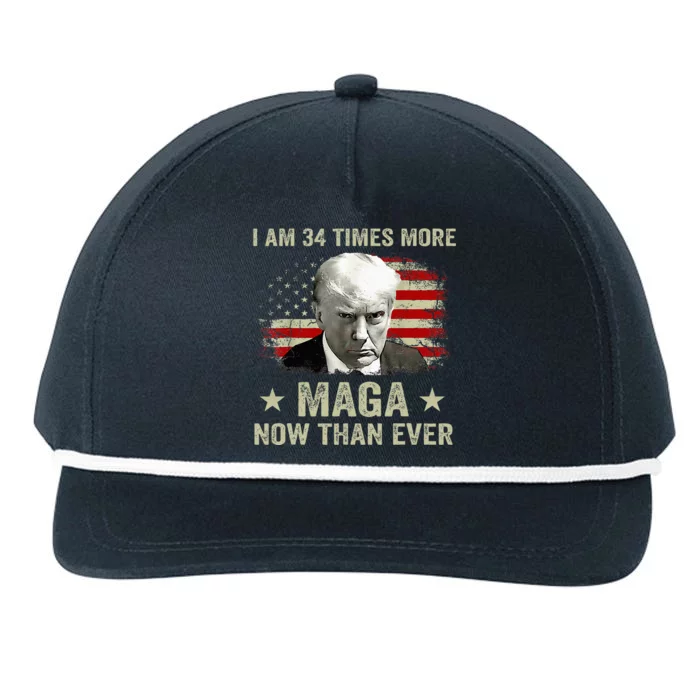 I Am 34 Times More Maga Now Than Ever Trump Supporters Snapback Five-Panel Rope Hat