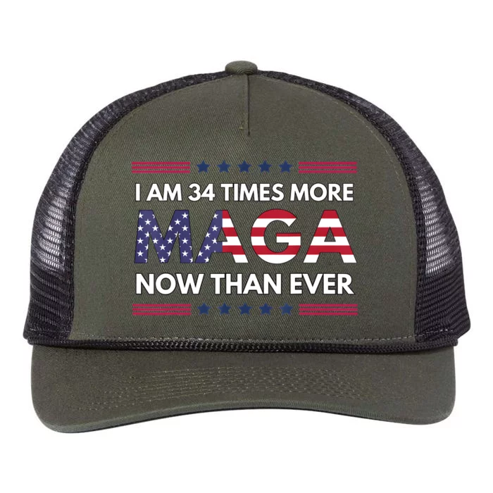 I Am 34 Times More Maga Now Than Ever Trump Supporters Retro Rope Trucker Hat Cap