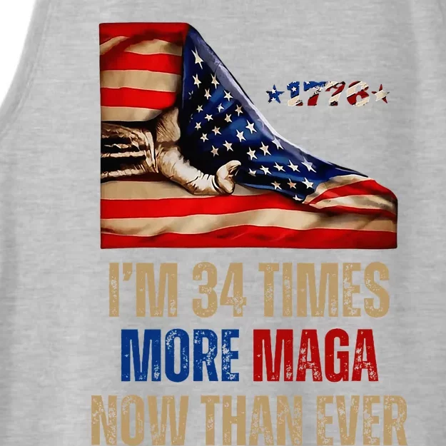 I Am 34 Times More Maga Now Than Ever 1776 Felon Trump Ladies Tri-Blend Wicking Tank