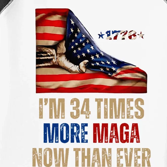 I Am 34 Times More Maga Now Than Ever 1776 Felon Trump Infant Baby Jersey Bodysuit