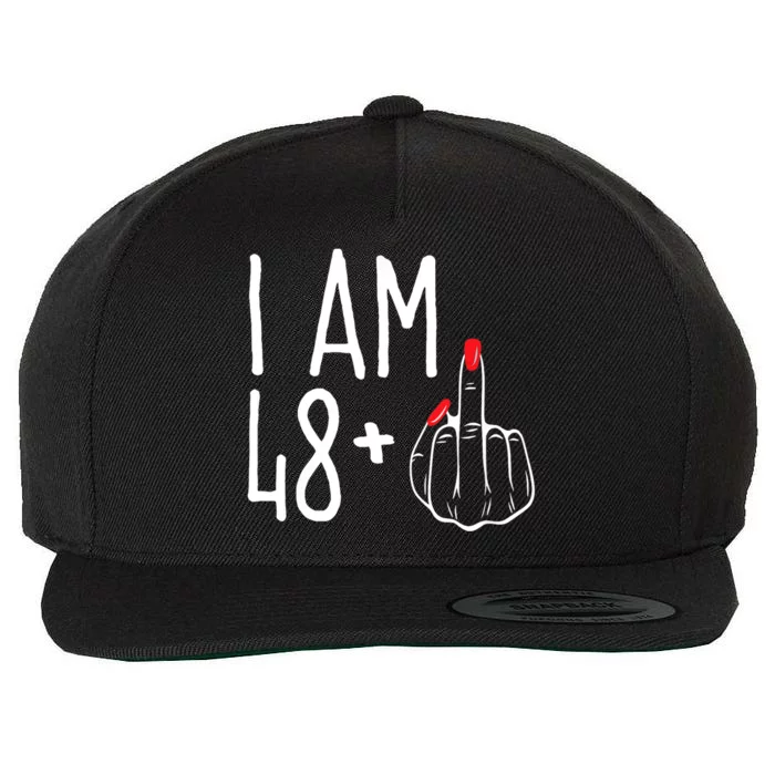 I Am 48 Plus 1 Middle Finger Funny 49th Wool Snapback Cap