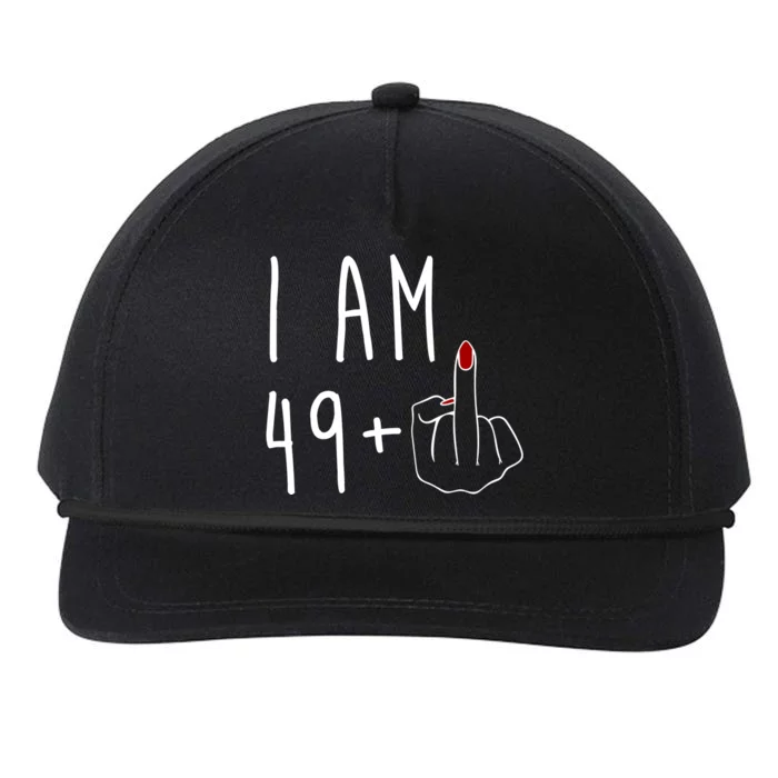 I Am 49 Plus Middle Finger Funny 50th Birthday Snapback Five-Panel Rope Hat