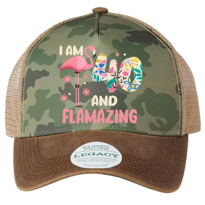 I Am 40 And Flamazing Bithday Flamingo 40th Bday Celebration Legacy Tie Dye Trucker Hat