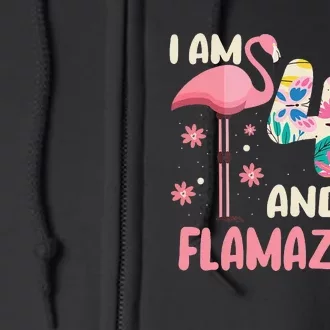 I Am 40 And Flamazing Bithday Flamingo 40th Bday Celebration Full Zip Hoodie