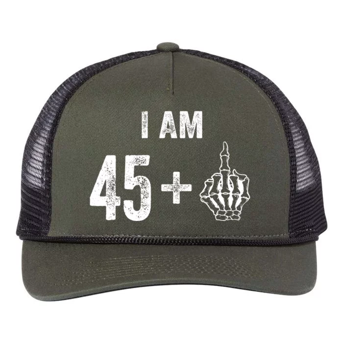 I Am 45 Plus 1 Middle Finger For A 46th Birthday For Retro Rope Trucker Hat Cap