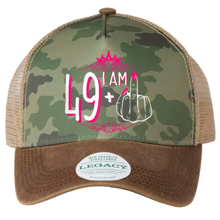 I Am 49 Plus 1 Middle Finger 49th Women Birthday Funny Legacy Tie Dye Trucker Hat