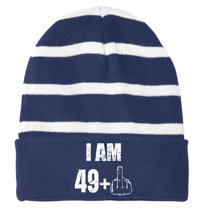 I Am 50 49 Plus One Striped Beanie with Solid Band