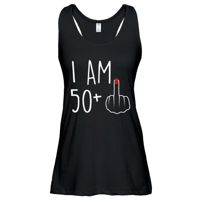 I Am 50 Plus 1 Middle Finger For A 51st Birthday Ladies Essential Flowy Tank