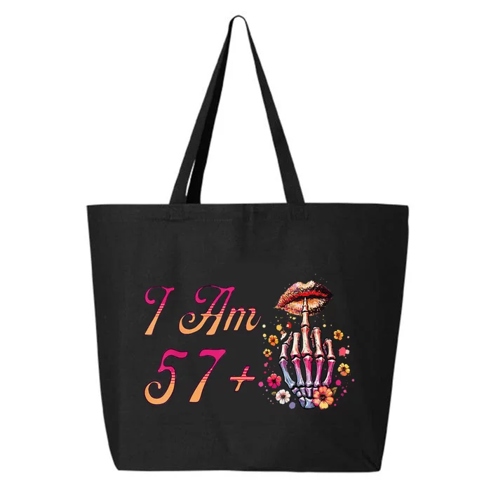 I Am 57 Plus 1 Middle Finger Skull Funny 58th Birthday 25L Jumbo Tote