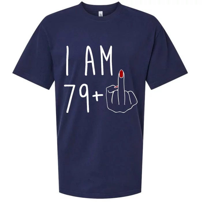 I Am 79 Plus Middle Finger Funny 80th Birthday Sueded Cloud Jersey T-Shirt