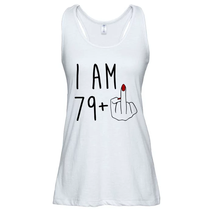 I Am 79 Plus Middle Finger Funny 80th Birthday Ladies Essential Flowy Tank