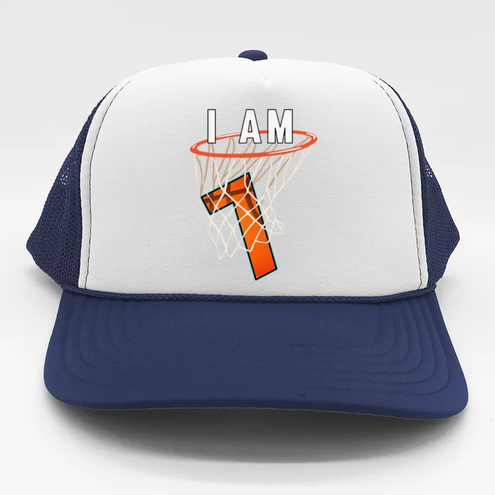 I Am 7 Basketball Themed 7th Birthday Party Celebration Trucker Hat