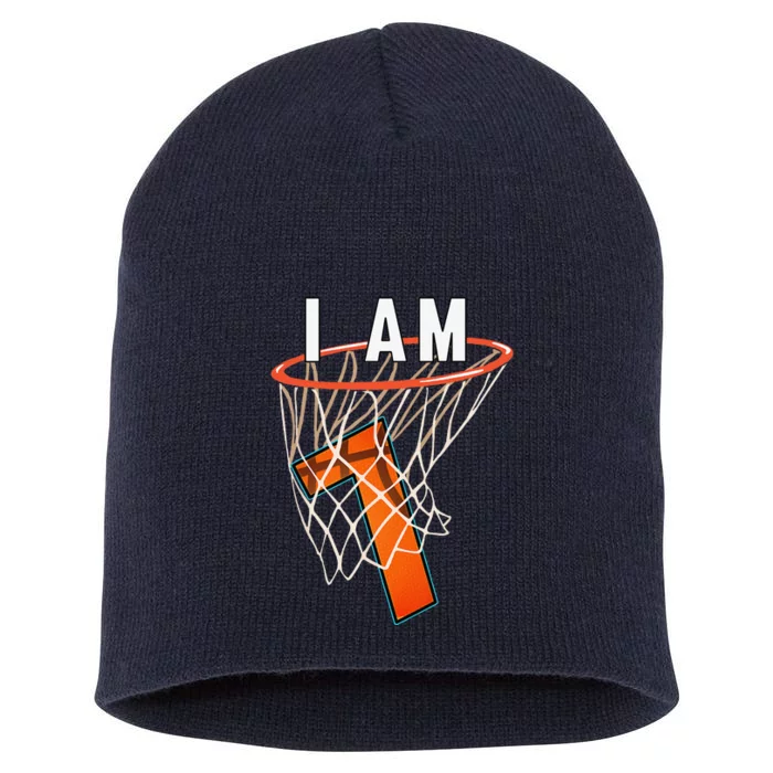 I Am 7 Basketball Themed 7th Birthday Party Celebration Short Acrylic Beanie