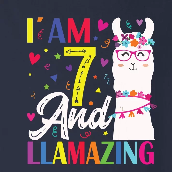 I Am 7 Years Old And Llamazing Llama 7th Birthday Toddler Long Sleeve Shirt