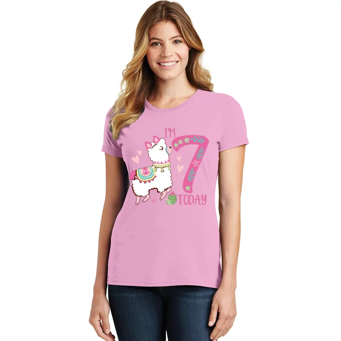 I Am 7 Years Old 7th Birthday Girl Alpaca / Llama Women's T-Shirt