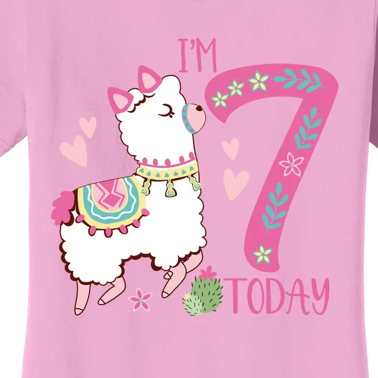 I Am 7 Years Old 7th Birthday Girl Alpaca / Llama Women's T-Shirt