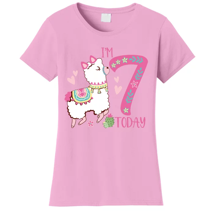 I Am 7 Years Old 7th Birthday Girl Alpaca / Llama Women's T-Shirt