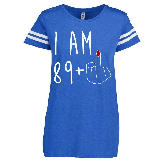 I Am 89 Plus Middle Finger Funny 90th Birthday Enza Ladies Jersey Football T-Shirt