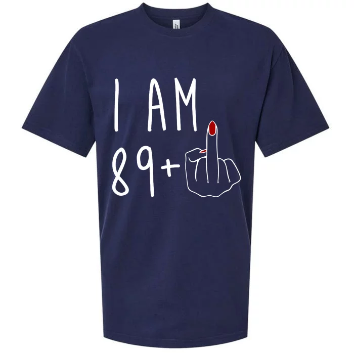 I Am 89 Plus Middle Finger Funny 90th Birthday Sueded Cloud Jersey T-Shirt